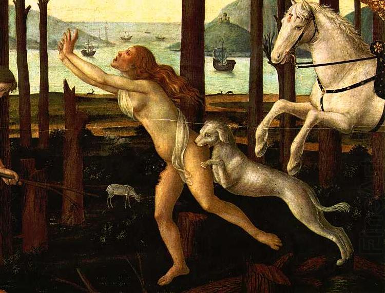 The Story of Nastagio degli Onesti (detail of the first episode)  gfh, BOTTICELLI, Sandro